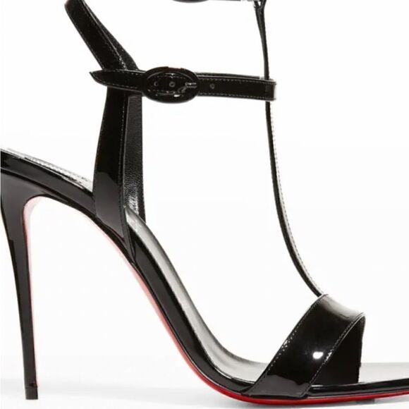 SOLD!!!! Women’s Christian Louboutin Mara patent dual buckle sandals size 36.5 - Picture 4 of 12
